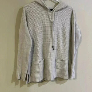 [M]Club Monaco WMN Cashmere Wool Blend Pull  Over Light Gray Hoodie Sweater